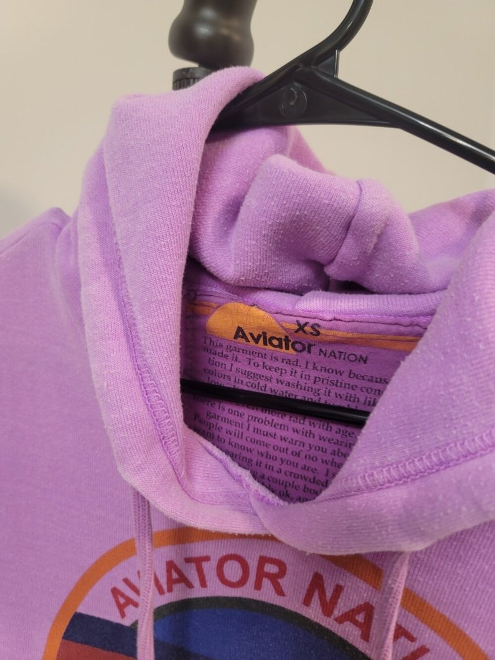 Aviator Nation Hoodie Distressed Purple Pullover Venice CA Sz Xs - Picture 7 of 7